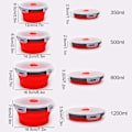 Pikkukuva 2 / 9: Kokoontaittuva lounaslaatikko, mikroaaltouuni, kokoontaitettava kulho RED 800ml Red 800ML