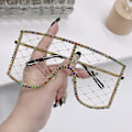 Miniatyrbillede 1 af 10: Rhinestone Mesh Glasses Y2K Solbriller C6 C6 C6