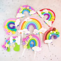 Pikkukuva 10 / 10: 5 kpl Syntymäpäiväkakkukoristeita Rainbow Cake Toppers 6 6 6