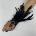 Miniatyrbillede 3 af 6: Gotiske fjerhandsker Blondehandsker SORT Black