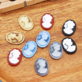 Miniatyrbilde 6 av 6: 50 stk Resin Lady Head Cameo Flat Back Cabochons Uboret Cameo