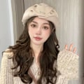Miniatyrbillede 1 af 10: Baret Cap PU Læder Baretter BEIGE Beige