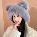 Pikkukuva 7 / 10: Faux Fur Beanies Hattu Kissa Korva Neulottu Cap PINK pink