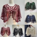 Miniatyrbillede 5 af 6: Flapper Sjal Sjal Beaded SORT Black