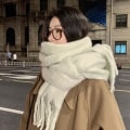 Miniatyrbillede 6 af 10: Vinter Cashmere tørklæde Lang kvast tørklæder KHAKI Khaki