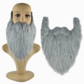 Miniatyrbild 6 av 10: 2ST Fake Beard Långt Fluff Skägg VIT White