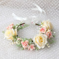 Miniatyrbillede 1 af 10: Blomster Krans Krone Grøn Blad Pandebånd GUL GUL