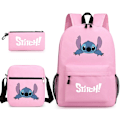 Miniatyrbillede 1 af 9: 3-delt Set Stitch Rygsæk Skulderrygsæk Canvas PINK D D PINK D