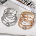 Miniatyrbillede 8 af 10: Luksuriøse armbånd til kvinder Crystal Shiny Chain GOLDEN GOLDEN golden