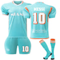 Miniatyrbillede 1 af 2: 2024 Inter Miami CF Udebanefodboldtrøje med strømper til barn nr. 10 Messi 20