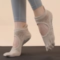 Miniatyrbillede 7 af 10: Femtåede Yogastrømper Halvtå Pilatesstrømper BLÅ blue