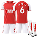 Miniatyrbild 1 av 2: 2025-2026 Arsenal Hemma Barn Fotbollströja Kit med Strumpor Nr. 6 Gabriel 24