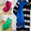 Miniatyrbilde 6 av 10: Mohair Dame Skjerf Lang Skjerf BLÅ blue