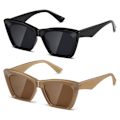 Miniatyrbilde 5 av 10: Dame Cateye Solbriller Square Solbriller LEOPARD-SORT GRÅ Leopard-Black Gray