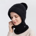 Miniatyrbillede 5 af 8: Ørebeskyttelse Uldhue Beanie Hat Tørklæde HVID White