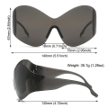 Miniatyrbillede 3 af 10: Oversized Futuristic Solbriller Y2K Solbriller SORT SORT Black