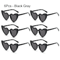 Miniatyrbillede 1 af 10: 6STK Hjerteformede Solbriller Love Heart Solbriller 6STK - SORT 6Pcs - Black Gray