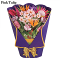 Pikkukuva 1 / 10: 3D Pops-up Bouquet Paperikukat VAALEENA TULPIPPIA VAALEEN TUPPIAAN Pink Tulip
