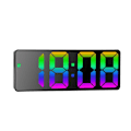 Miniatyrbilde 1 av 9: Led Mirror Digital Vekkerklokke Nattmodus Bordklokke SVART Black Black Shell C-Black Shell C