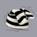 Miniatyrbillede 2 af 10: Japansk Beanie Hat Ins Little Devil Striped Hat SORT&GRÅ black&grey