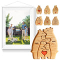 Pikkukuva 3 / 10: Puinen karhuperhepatsas Eläinpatsas 2-HENGEN PERHE 2-Person Family
