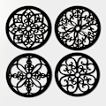 Miniatyrbillede 1 af 6: 4 stk Rustik træ vægdekor hul udskåret design dekoration blomst