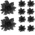 Miniatyrbillede 1 af 8: 8stk Juleblomst Juletræ Blomster SORT SORT black