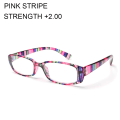 Miniatyrbilde 1 av 10: Lesebriller Presbyopic Eyewear Retro Innfatning ROSA STRIPE +200 pink stripe
