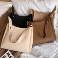 Miniatyrbillede 7 af 10: Læder Tote Bag Skuldertaske SORT black
