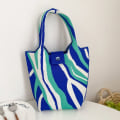 Miniatyrbilde 1 av 8: Strikk håndveske Tote Bag BLÅ blue