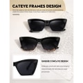 Miniatyrbilde 4 av 10: Dame Cateye Solbriller Square Solbriller SVART-GRÅ Black-Gray