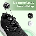 Miniatyrbillede 8 af 10: Automatisk Buckle Rope No Tie Shoe Snørebånd HVID SORT PRIKKER HVID White black dots