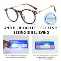 Miniatyrbild 2 av 10: Anti-Blue Light Läsglasögon Runda glasögon BRUN STYRKA Brown Strength 150