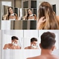 Miniatyrbillede 9 af 11: 3-vejs Trifold Spejl 360° Barber Spejl SORT black