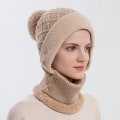 Miniatyrbillede 8 af 8: Ørebeskyttelse Uldhue Beanie Hat Tørklæde BEIGE Beige