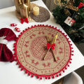 Miniatyrbild 5 av 7: Julunderlägg i jute Vävd bordstablett RÖD C C RED C-C