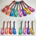 Miniatyrbillede 1 af 10: 6 stk oppustelig guitar rockguitar legetøj TILFÆLDIG FARVE B Random ColorB