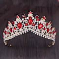 Miniatyrbilde 5 av 10: Krystall Vanndråpe Kroner Rhinestone Tiara Krone HVIT White