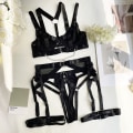 Miniatyrbillede 1 af 10: Lingerisæt Strappy Lingeri SORT L Black L