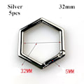 Miniatyrbilde 5 av 10: 5stk Fjær Heksagon-Ringspenner Karabinkrok SØLV 32MM Silver 32mm