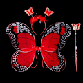 Pikkukuva 1 / 10: Lasten pukurekvisiitta Butterfly Wings -setit PUNAINEN 3 KPL / SET 3 Red 3 pcs/set-3 pcs/set