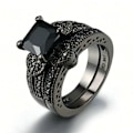 Miniatyrbillede 1 af 6: Zirkonringe Sort Ring 6 6 6