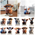Miniatyrbillede 5 af 7: Tegneserie-ko-pynt Træ-ko-figurer 9 9 9