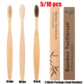 Miniatyrbillede 2 af 10: Bambus tandbørste tandbørste BEIGE (10 STK) Beige (10 PCS)