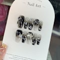 Miniatyrbillede 4 af 7: 10 Stk Pure Manual False Nail Snowflake Håndlavede negle XS XS