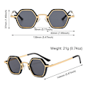 Miniatyrbillede 3 af 10: Små polygonale solbriller Punk Shades SORT LEOPARD-GRÅ SORT Black Leopard-Grey