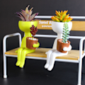 Pikkukuva 4 / 7: Cactus Planter Muotokuva Veistos Kukkaruukku KELTAINEN 1 1 Yellow 1-1