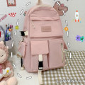 Miniatyrbillede 8 af 10: Canvas Sort Rygsæk Let Simpel Rejsetaske PINK Pink