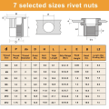 Pikkukuva 3 / 7: 190 kpl Niittimutterit Mutterit Rivnuts Kit -kierremutterit