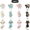 Miniatyrbilde 4 av 5: 24 STK Emalje Cat Charms Fargerike Legering Pet Charms Søt dyr